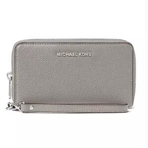 Michael Kors Pebbled Leather Wristlet in Gray